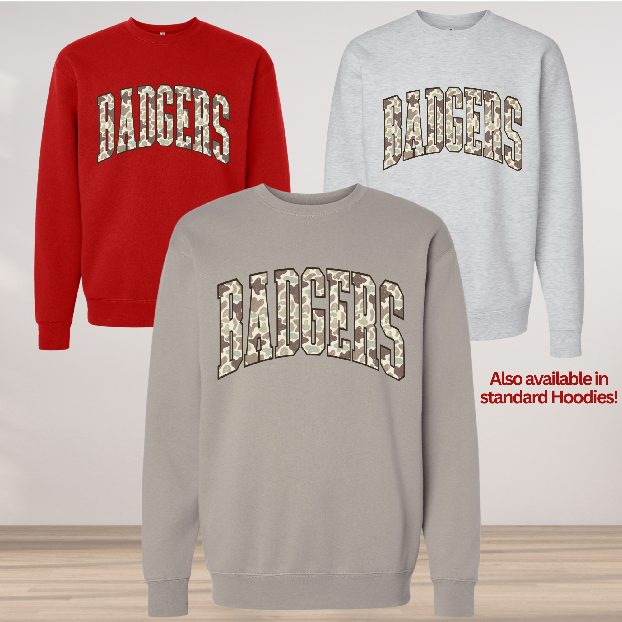 Badgers Camo- Crew Neck Sweatshirt
